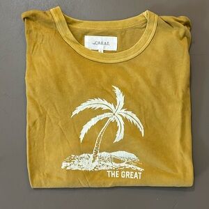 The great crop tee with palm graphic 2 M yellow current elliott USA cotton
